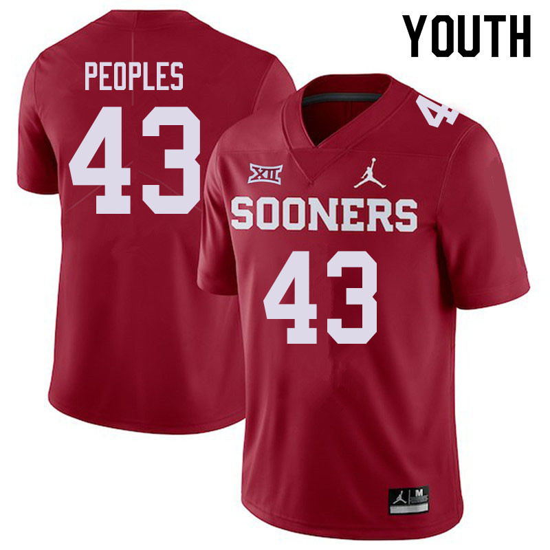 Jordan Brand Youth #43 Ryan Peoples Oklahoma Sooners College Football Jerseys Sale-Crimson